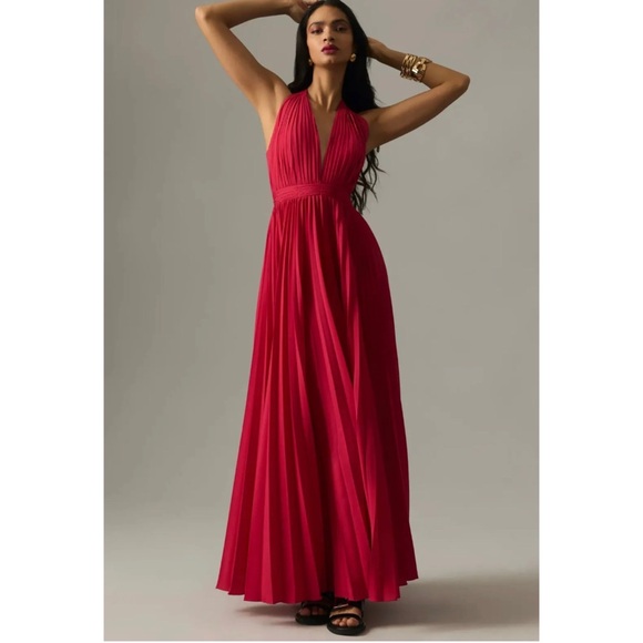 white christmas dresses Mac Duggal Women's Pleated Charmeuse V-Neck Gown with Cape